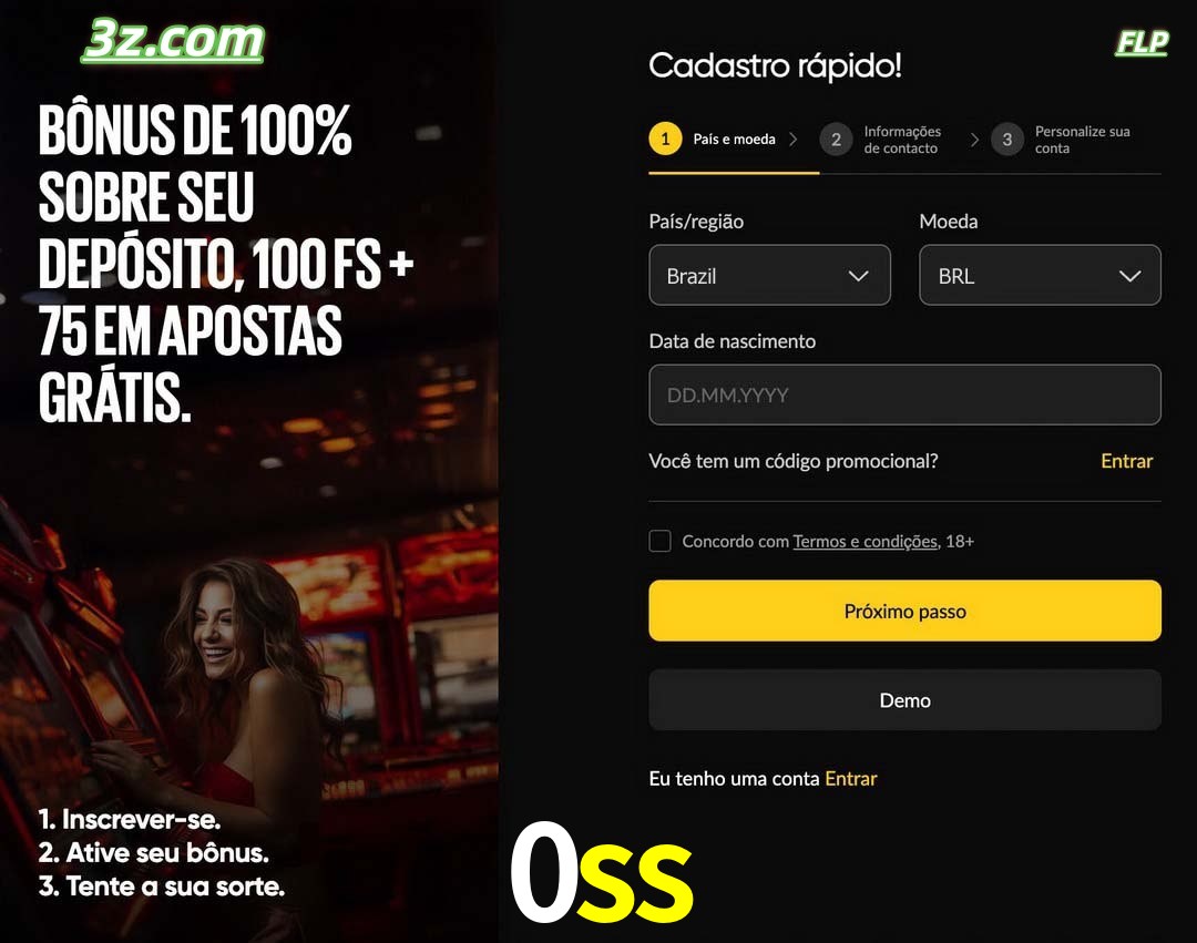 0ss registro oficial cassino online Brasil com bônus de depósito e free spins